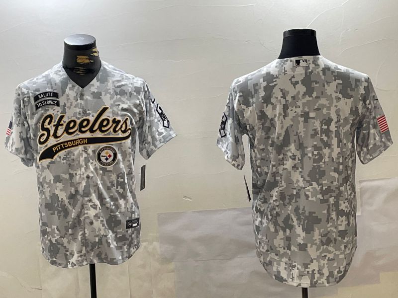 Men Pittsburgh Steelers Blank Nike Arctic Camo 2024 Salute to Service Limited NFL Jersey style 6